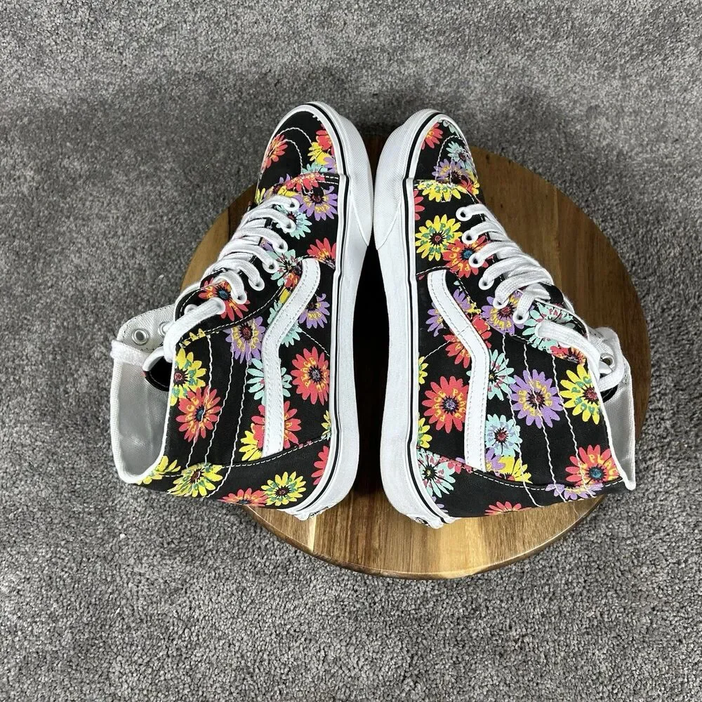 Vans Sk8-Hi Tapered Women’s Size 10 Peace Floral Sunflowers Skate Shoes Used